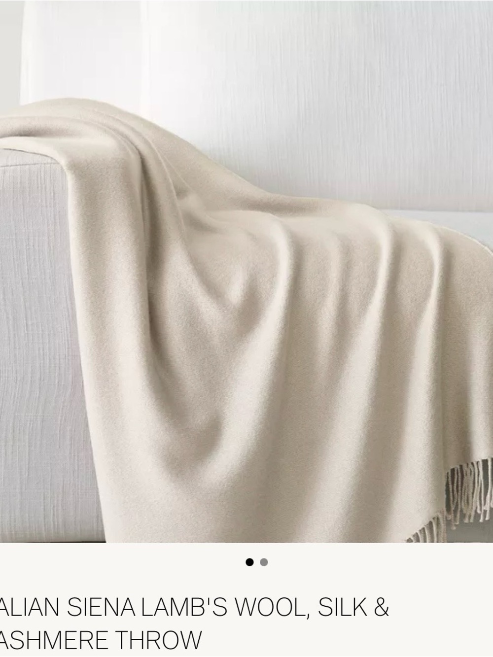 RH SIENA Luxurious 70%Lambswool & 20%Cashmere Throw-in SAND ,96“x 71“,Italy. NEW